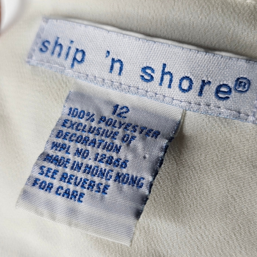 VINTAGE 90s Ship 'n Shore Embroidered Mandarin Blouse | Rose Buttons - Picture 3 of 6